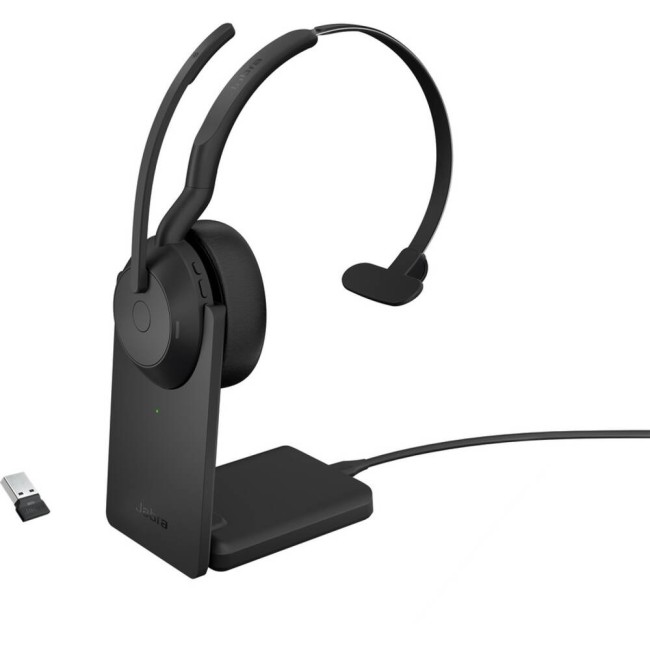 Jabra Evolve2 55 моно слушалка, Bluetooth, Link380a, UC, зарядна стойка, черен