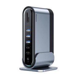 Baseus CAHUB-BG0G мултифункционален хъб, USB-C, до 16 порта, PD 100 W, 4K дисплей, сив/черен