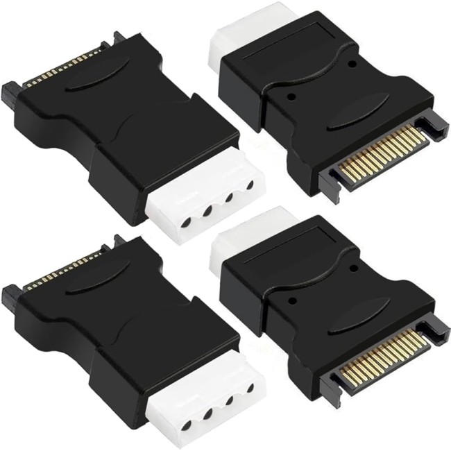 Адаптер 15-пинов SATA мъжки към Molex 4-пинов IDE, LP4 женски за захранващ кабел за твърд диск (HDD), 4 броя