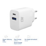 ACT AC2122 USB-C & USB-A GaNFast зарядно устройство 20W с Power Delivery PPS и Quick Charge 3.0