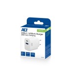 ACT AC2122 USB-C & USB-A GaNFast зарядно устройство 20W с Power Delivery PPS и Quick Charge 3.0
