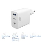 ACT AC2170 зарядно с Power Delivery PPS, GaNFast, QuickCharge – 3 порта, USB-C/USB-A, 65W ACT AC2170 зарядно с Power Delivery PPS, GaNFast, QuickCharge – 3 порта, USB-C/USB-A, 65W
