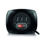ACT разклонител куб с 3 гнезда, 3 x USB-A, черен, 1.5 м, с ключ
