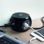 ACT разклонител куб с 3 гнезда, 3 x USB-A, черен, 1.5 м, с ключ