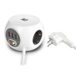 ACT разклонител куб с 3 гнезда, 3 x USB-A, бял, 3.0 м, с ключ