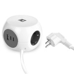 ACT разклонител куб с 3 гнезда, USB-C/A портове, 30W Power Delivery, кабел 1.5 м