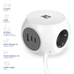 ACT разклонител куб с 3 гнезда, USB-C/A портове, 30W Power Delivery, кабел 1.5 м