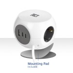 ACT разклонител куб с 3 гнезда, USB-C/A портове, 30W Power Delivery, кабел 1.5 м