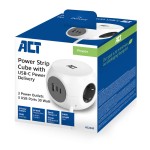 ACT разклонител куб с 3 гнезда, USB-C/A портове, 30W Power Delivery, кабел 1.5 м