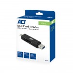 ACT AC6375 USB-C/USB-A 3.0 четец за SD и MicroSD карти, 5Gbps ACT AC6375 USB-C/USB-A 3.0 четец за SD и MicroSD карти, 5Gbps