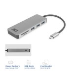 ACT AC7050 USB-C хъб 3.0, 3× USB-A, четец за карти, PD pass-through, алуминиев корпус ACT AC7050 USB-C хъб 3.0, 3× USB-A, четец за карти, PD pass-through, алуминиев корпус