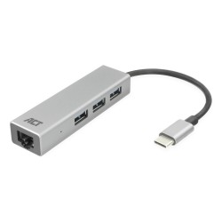 ACT AC7055 USB-C 3.0 Хъб (3× USB-A + Gigabit LAN), алуминиев корпус