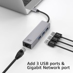 ACT AC7055 USB-C 3.0 Хъб (3× USB-A + Gigabit LAN), алуминиев корпус