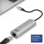 ACT AC7081 USB-C към 2.5 Gigabit Ethernet адаптер, USB 3.2 Gen1, RJ45, алуминиев корпус
