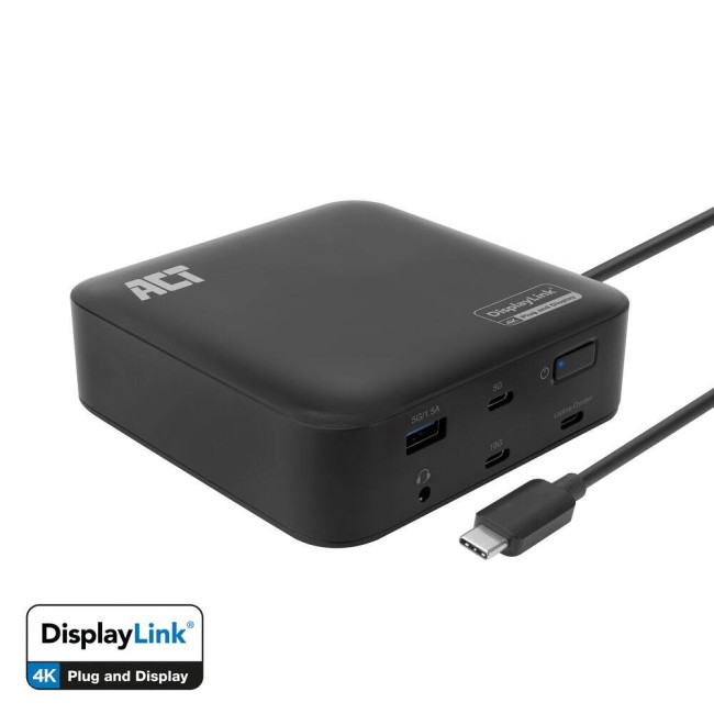 ACT AC7150 универсална USB-C докинг станция с DisplayLink, поддръжка на 2× 4K HDMI/DisplayPort монитора и 85W Power Delivery ACT AC7150 универсална USB-C докинг станция с DisplayLink, поддръжка на 2× 4K HDMI/DisplayPort монитора и 85W Power Delivery