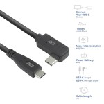 USB-C кабел ACT USB 3.2 Gen 2 (10Gbps, 60W, 4K@30Hz) – прав към ъглов (ляв/десен), 1 м