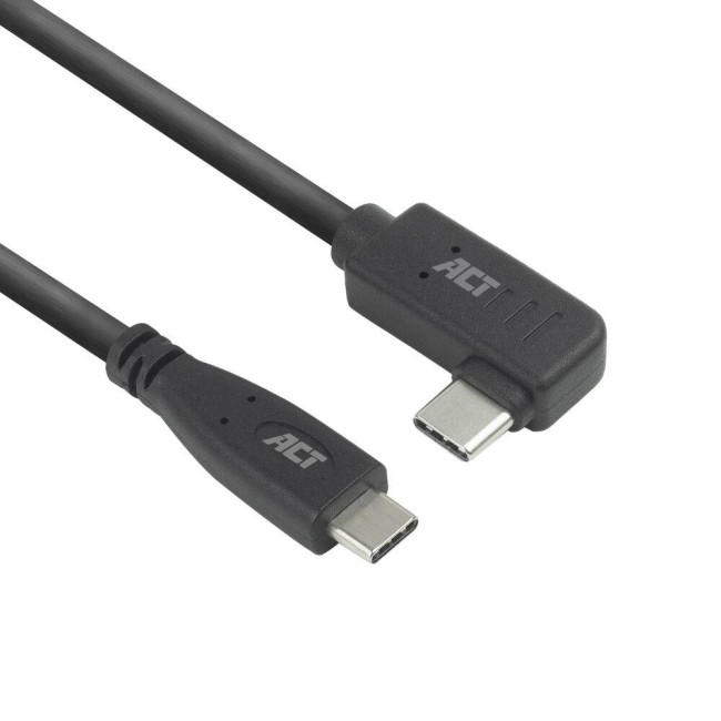 USB-C кабел ACT USB 3.2 Gen 2 (10Gbps, 60W, 4K@30Hz) – прав към ъглов (ляв/десен), 2 м