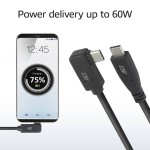 USB-C кабел ACT USB 3.2 Gen 2 (10Gbps, 60W, 4K@30Hz) – прав към ъглов (ляв/десен), 2 м
