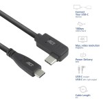 USB-C кабел ACT USB 3.2 Gen 2 (10Gbps, 60W, 4K@30Hz) – прав към ъглов (ляв/десен), 2 м