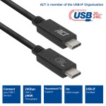 ACT AC7431 USB-C към USB-C кабел, USB4, 20Gbps, 240W, USB-IF сертифициран, 1 метър