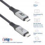 ACT AC7452 USB4 80Gbps Thunderbolt 5 USB-C към USB-C кабел 240W, 1.5 м ACT AC7452 USB4 80Gbps Thunderbolt 5 USB-C към USB-C кабел 240W, 1.5 м