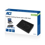 ACT охлаждаща поставка за лаптоп с вентилатори, USB хъб с 4 порта и регулируема височина