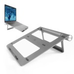 ACT алуминиева стойка за лаптоп с плавно регулируема височина и отделяща се USB-C докинг станция