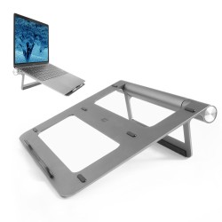 ACT алуминиева стойка за лаптоп с плавно регулируема височина и отделяща се USB-C докинг станция