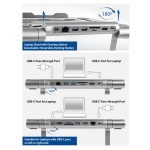 ACT алуминиева стойка за лаптоп с плавно регулируема височина и отделяща се USB-C докинг станция
