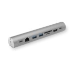 ACT алуминиева стойка за лаптоп с плавно регулируема височина и отделяща се USB-C докинг станция