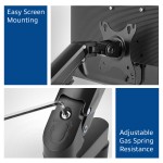 ACT ергономична стойка за стенен монтаж с газов механизъм за 1 монитор до 27"