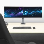 ACT Office ергономична настолна стойка за 2 монитора до 32”, сребриста