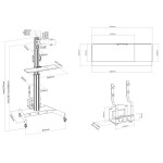 ACT мобилна работна станция с поставка за монитор, компютър, клавиатура и мишка