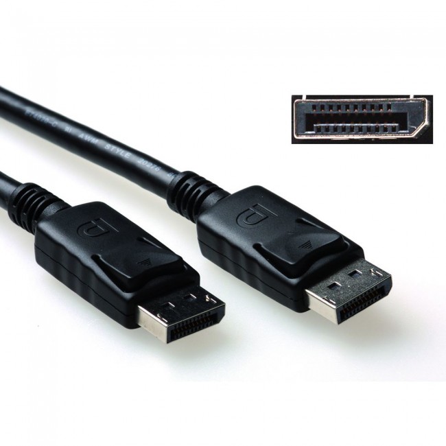 ACT AK3980 DisplayPort кабел, 2 м, 4K UHD 60Hz, Pin 20 свързан, черен ACT AK3980 DisplayPort кабел, 2 м, 4K UHD 60Hz, Pin 20 свързан, черен