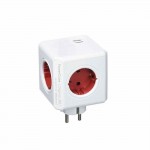 Allocacoc PowerCube Original 1202RD разклонител, 4 гнезда, USB, червен (8718444085690)