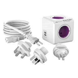 Allocacoc PowerCube ReWirable 1811, 4 гнезда, USB, 1м кабел (8718444083412)