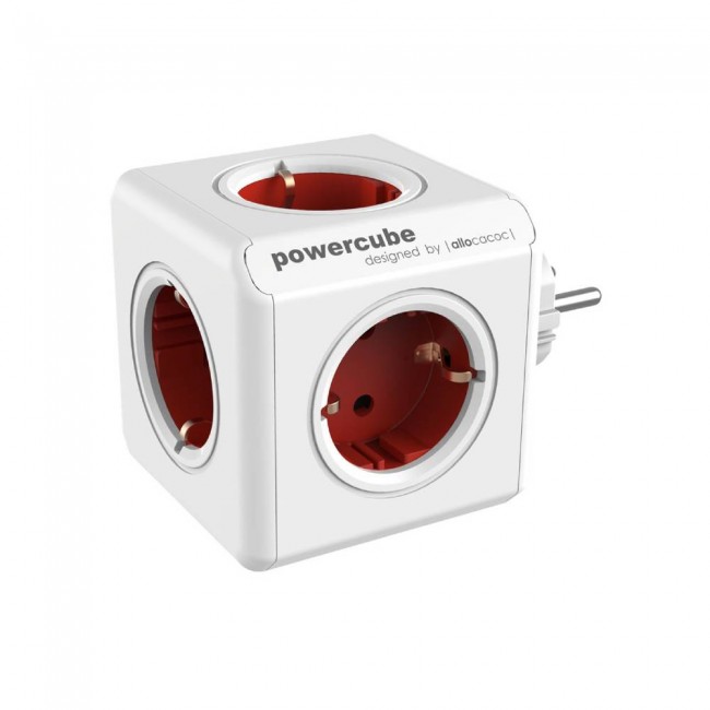 DesignNest PowerCube Original 1100RD разклонител, 5 гнезда, червен (8718444085652)