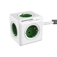 DesignNest PowerCube Extended 1300GN разклонител, 5 гнезда, 1.5м кабел, зелен (8718444086956)