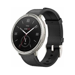 Amazfit Active 2 Premium смарт часовник, 44 mm, 1.32, кожена каишка, черен
