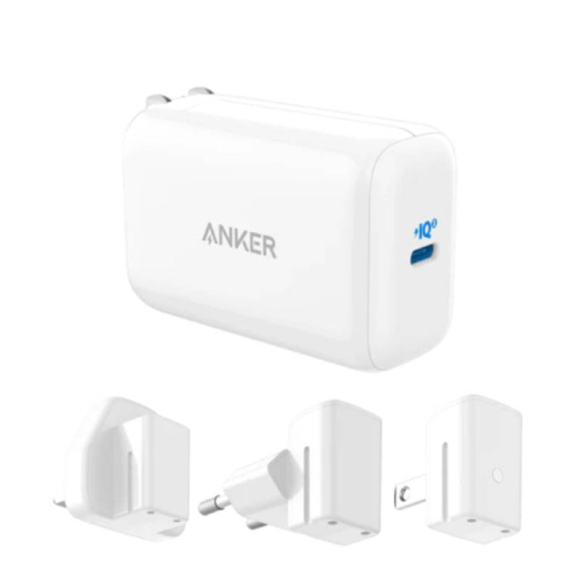 Anker Powerport III стенно зарядно, 3 в 1, с бързо зареждане, USB-C, 65W, бяло