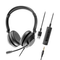 Axtel ONE UC35 Stereo жични слушалки, USB-A, 3.5 мм жак