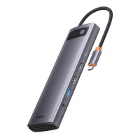 Baseus Hub 6in1 Metal Gleam 2 Series USB-C към 2xUSB 3.0, USB-C, HDMI, USB-C PD и Ethernet RJ45