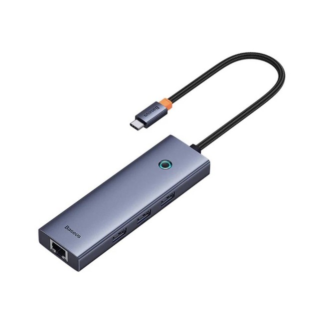 Baseus UltraJoy Series 4-Port HUB B0005280A813-00 USB-C докинг станция, 3x USB 3.0, Gigabit Ethernet, сива Baseus UltraJoy Series 4-Port HUB B0005280A813-00 USB-C докинг станция, 3x USB 3.0, Gigabit Ethernet, сива