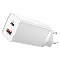 Baseus CCGAN2L-B02 GaN зарядно устройство 65W с USB-C и USB, бяло
