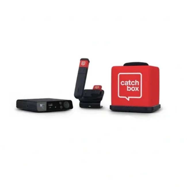 Catchbox Plus система с 4-канален Hub DSP приемник, 1 Cube, 1 Clip, 1 Stick включително зарядни устройства, персонализируема