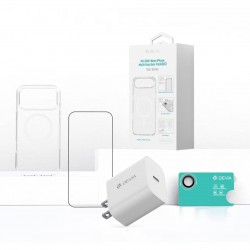 Devia 4-в-1 комплект за iPhone 17 Air с 30W GaN PD зарядно, MagSafe калъф и стъклени протектори