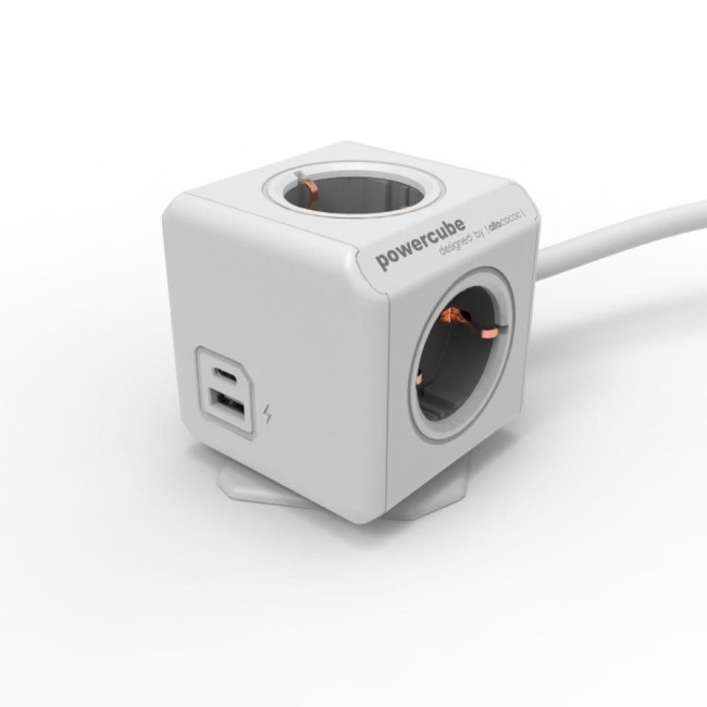 DesignNest PowerCube Extended 10435 разклонител, 4 гнезда, USB A+C 1.5м кабел