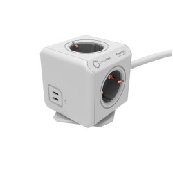 DesignNest PowerCube Extended 10435 разклонител, 4 гнезда, USB A+C 1.5м кабел