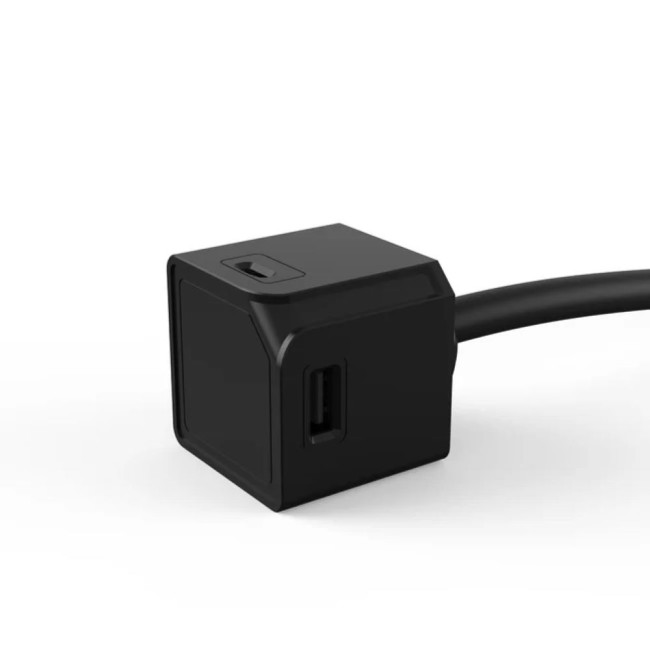 DesignNest USBcube Extended 10896BK USB разклонител, 4 гнезда, USB A+C, 3м кабел, черен