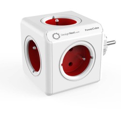 DesignNest PowerCube Original 1100RD разклонител, 5 гнезда, червен (8718444085652)